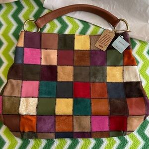 Lucky Brand Patchwork Suede/Leather Hobo Bag – Vintage Inspired Boho Bag
